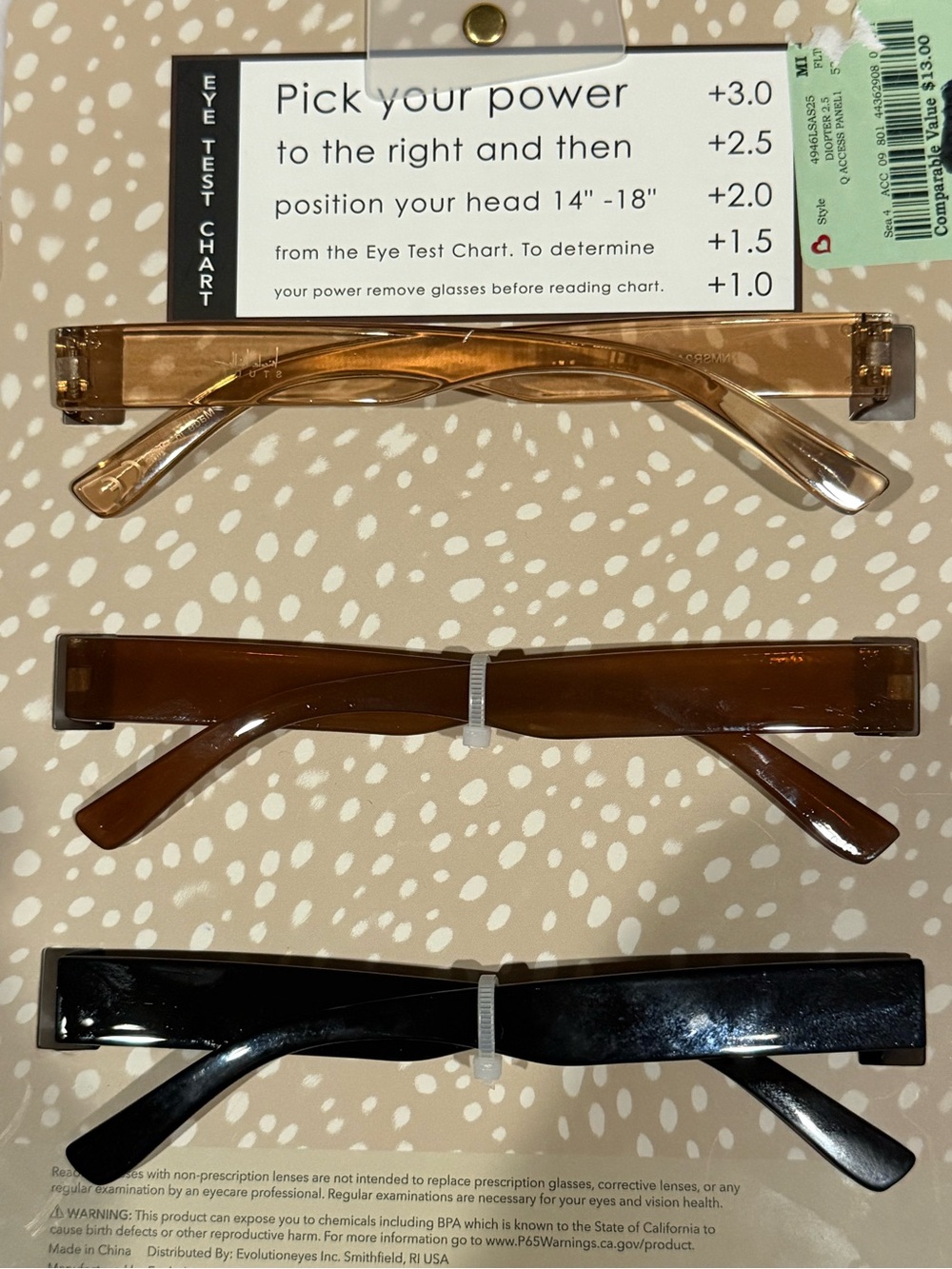 Nicole Miller Women's Reading Glasses 3 piece Set — Amber, Tortoise, Black - Picture 3 of 4